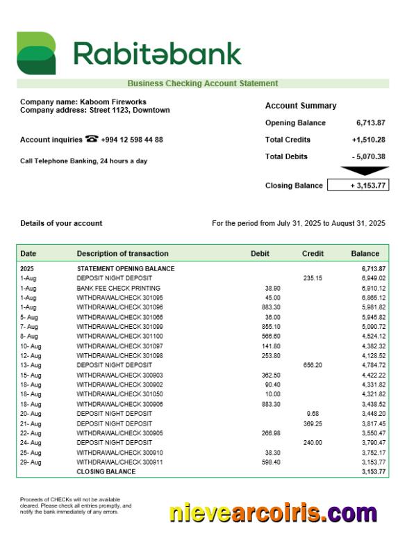 Rabitabank business firm statement